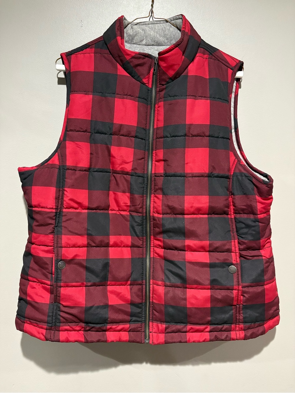 Natural Reflections Red Black Buffalo Plaid Quilted Vest XL